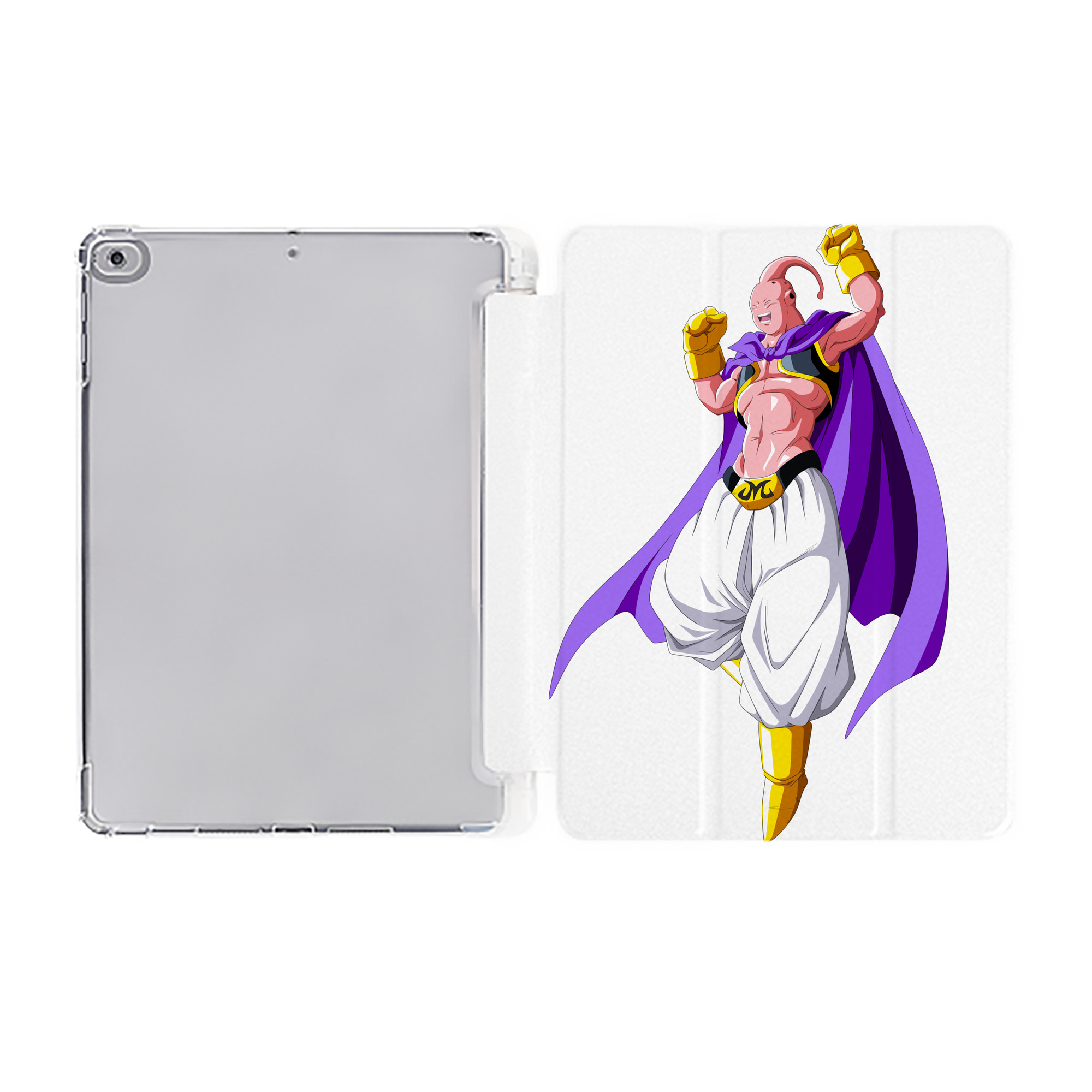 （画像用） ドラゴンボール 魔人ブウ DRAGON BALL Majin Buu IPad ケース ペン収納付き 三つ折りスタンド PUレザー×シリコン 対応機種9.5/10.5/10.9インチ
